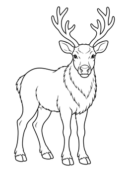 Free printable Majestic Norwegian Reindeer Standing Proud coloring page