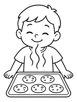 Free printable Smelling Fresh Baked Cookies coloring page
