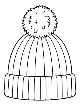 A cozy winter knit hat with a fluffy pompom on this november coloring page.