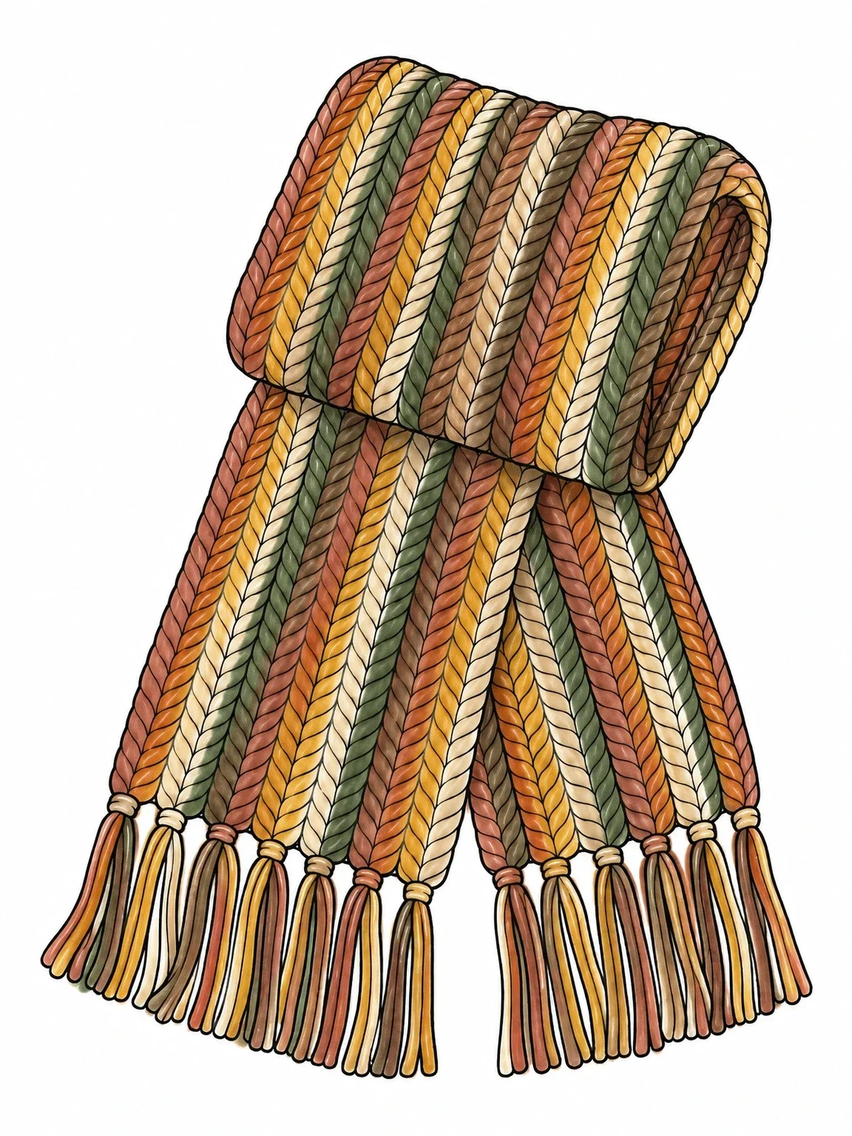 Colored example of the Cozy Knitted Wool Scarf coloring page