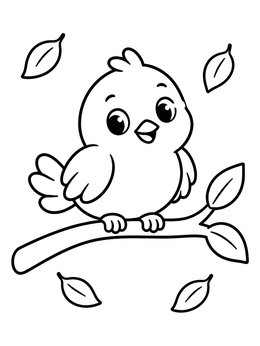 Free printable Cute Little Bird On Autumn Branch coloring page