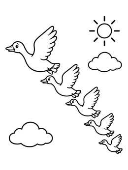 Free printable Migrating Geese In The Autumn Sky coloring page