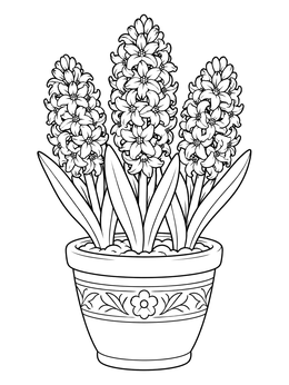 A potted hyacinth cluster in this spring nowruz coloring page.