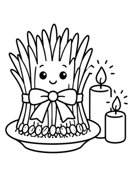 Free printable Cute Sabzeh Sprout With Candles coloring page
