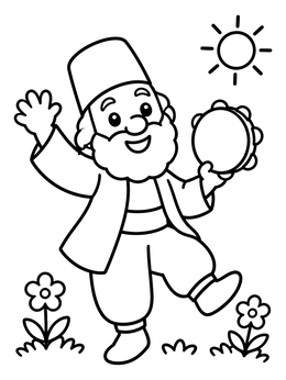 Free printable Cheerful Dancer With Tambourine coloring page