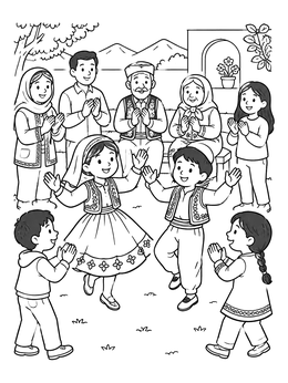 Free printable Family Celebrating Nowruz Outdoors coloring page