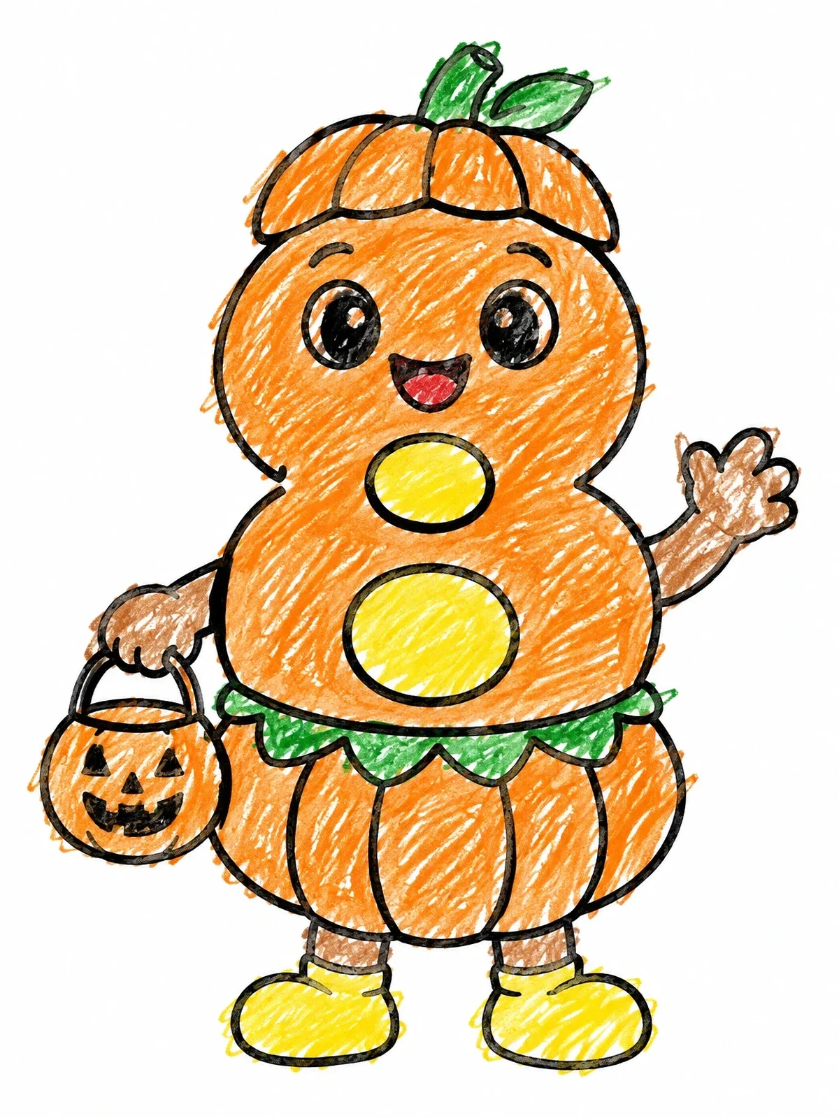 Colored example of the Number Eight In Pumpkin Halloween Costume coloring page