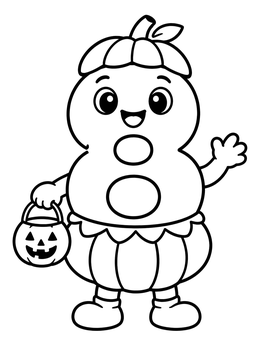 Free printable Number Eight In Pumpkin Halloween Costume coloring page