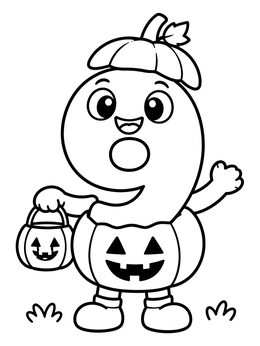 Free printable Number Nine In Pumpkin Costume coloring page