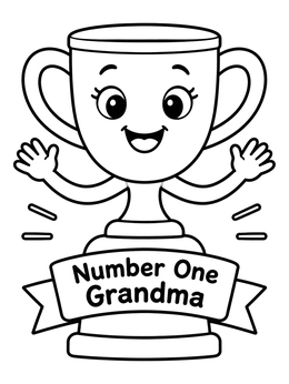 Free printable Number One Grandma Trophy coloring page