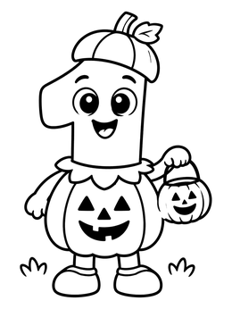 Free printable Number One In Pumpkin Costume coloring page