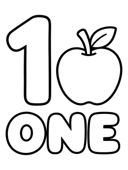 Free printable Number One With An Apple coloring page