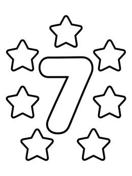 Free printable Number Seven With Counting Stars coloring page