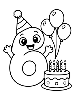 Free printable Number Six Birthday Celebration coloring page