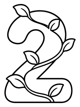 Free printable Number Two With Leafy Vines coloring page