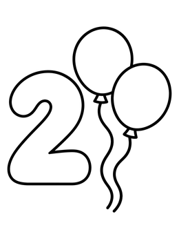Free printable Number Two And Party Balloons coloring page