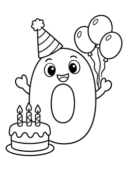 Free printable Birthday Party For Number Zero coloring page