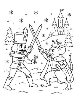 Free printable Nutcracker Battling The Mouse King coloring page