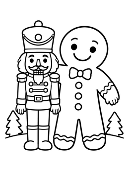 Free printable Nutcracker Soldier And Gingerbread Man Friend coloring page