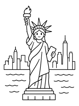 Free printable Cute Statue Of Liberty In Harbor coloring page