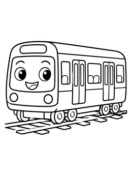 Free printable Friendly Cartoon Subway Train coloring page