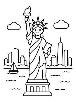 Free printable Statue Of Liberty In Harbor coloring page