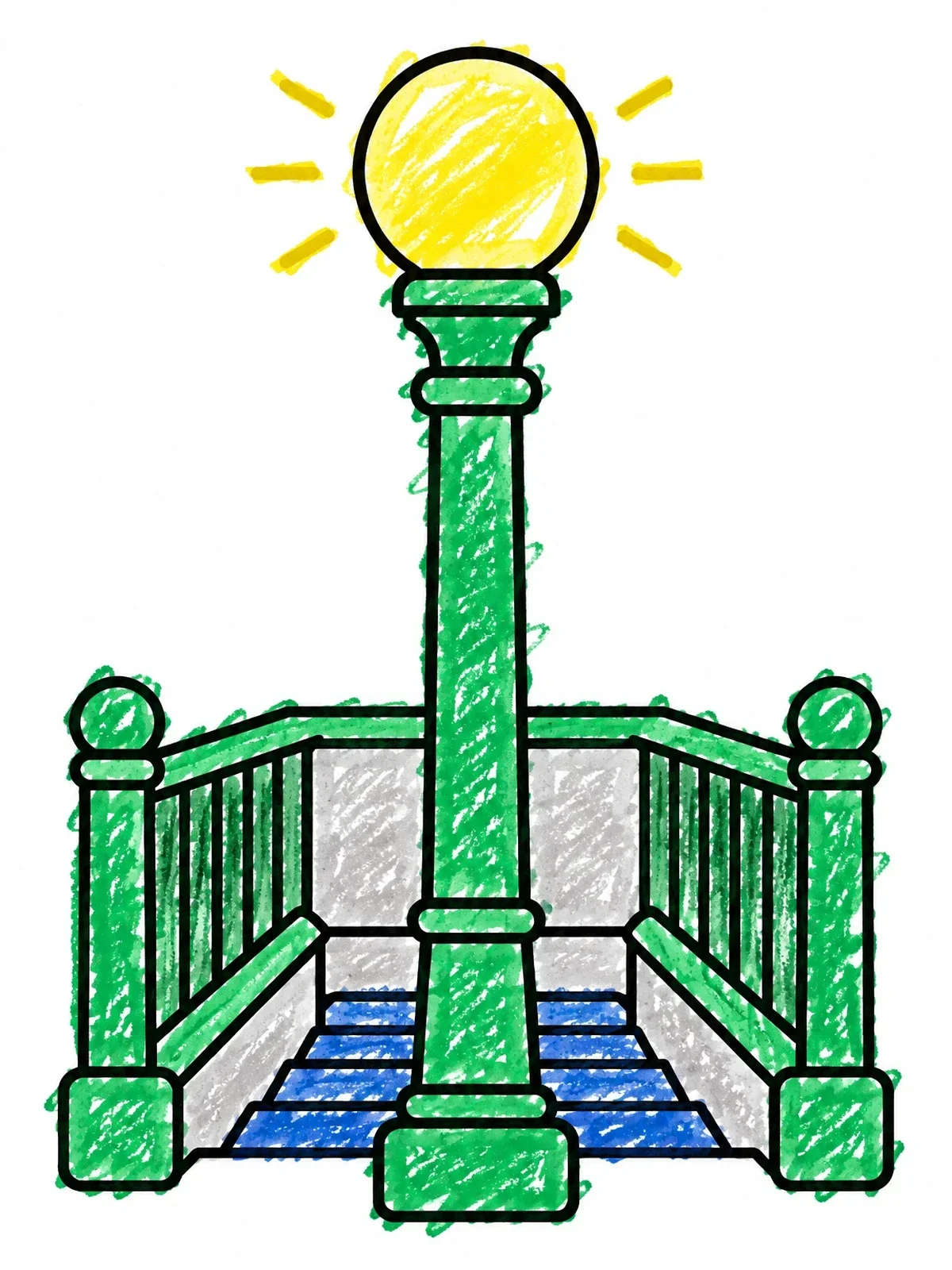 Colored example of the Nyc Subway Entrance Globe Lamp coloring page