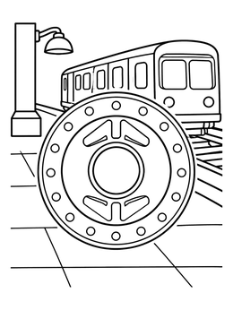 Free printable Subway Token With Train coloring page
