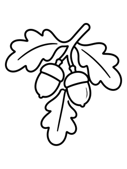 Free printable Oak Leaves With Two Acorns coloring page