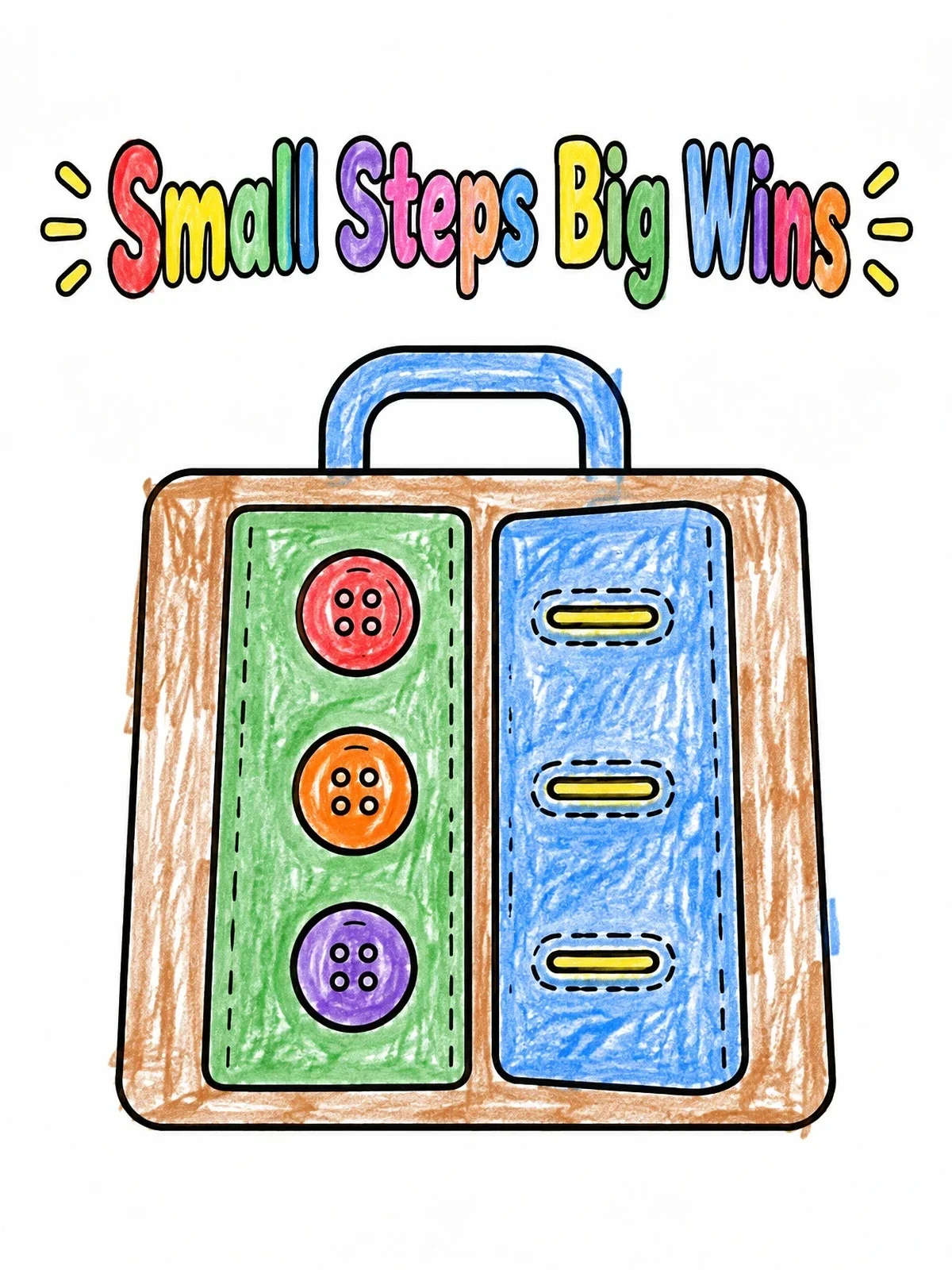 Colored example of the Button Board Dressing Practice coloring page