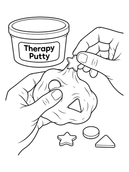 Free printable Hands Finding Shapes In Therapy Putty coloring page