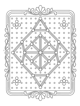 A geometric pegboard pattern in this occupational therapy coloring page.