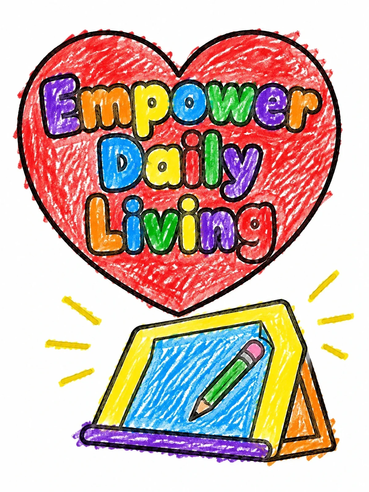 Colored example of the Writing Slant Board And Heart coloring page