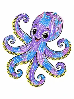 Cheerful Cartoon Octopus With Swirling Tentacles – Ocean Coloring Page