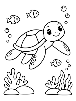 Free printable Cute Sea Turtle Swimming Underwater coloring page