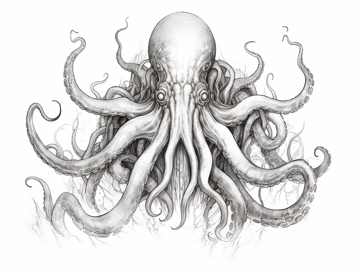 Ocean Fantasy: Kraken Coloring - Coloring Page