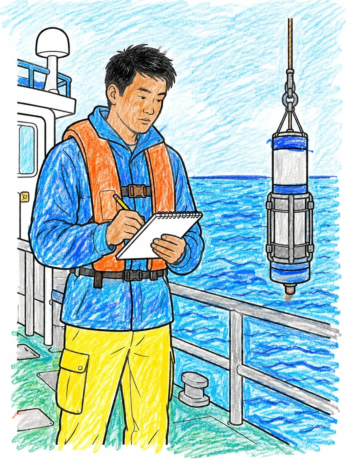 Colored example of the Ocean Researcher Monitoring Sensor Equipment coloring page