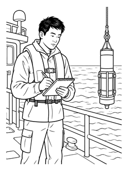 Free printable Ocean Researcher Monitoring Sensor Equipment coloring page