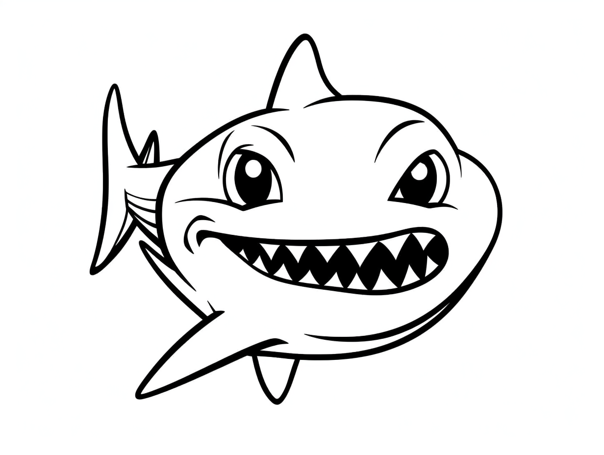 Ocean-Themed Shark Coloring - Coloring Page
