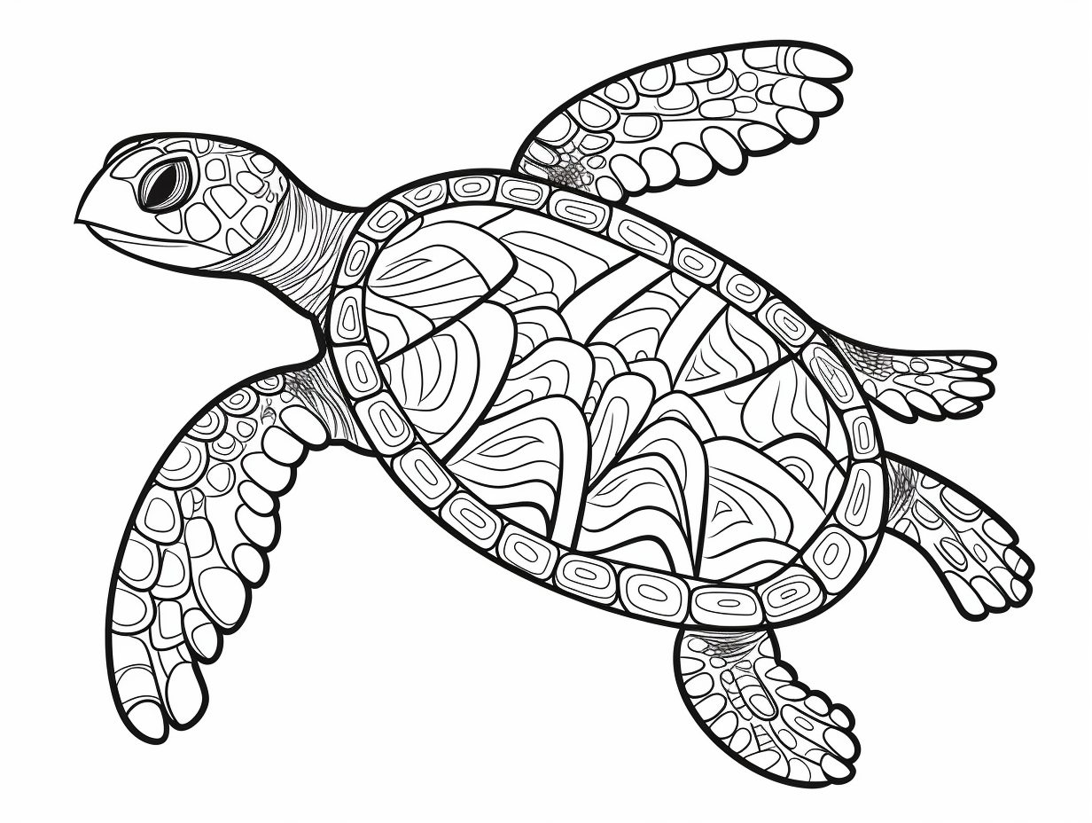 Oceanic Turtle Coloring - Coloring Page