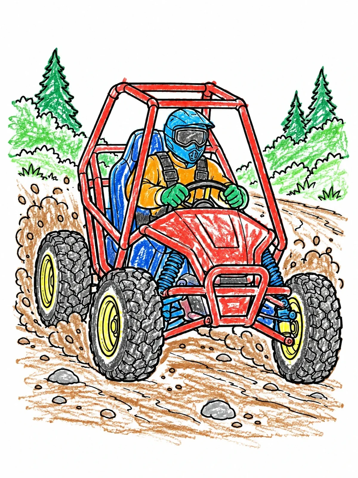 Colored example of the Off Road Go Kart On Trail coloring page