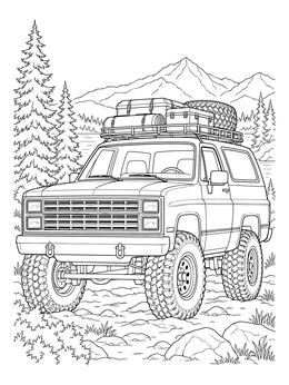 Free printable Off Road Wagon Camping Adventure coloring page