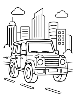 Free printable Off Road Wagon In The City coloring page