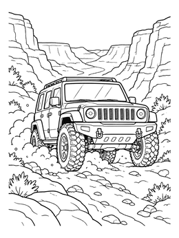 Free printable Off Road Wagon In Desert Canyon coloring page