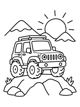 Free printable Off Road Vehicle On Mountain Peak coloring page