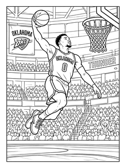 Free printable Oklahoma Basketball Slam Dunk coloring page
