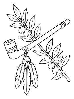 Free printable Oklahoma Peace Pipe And Olive Branch coloring page