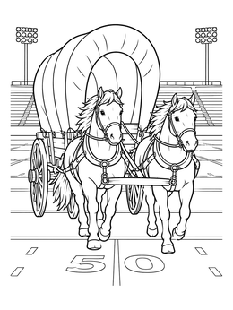Free printable Prairie Schooner On Football Field coloring page