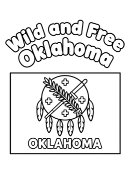 Free printable Oklahoma State Flag And Text coloring page