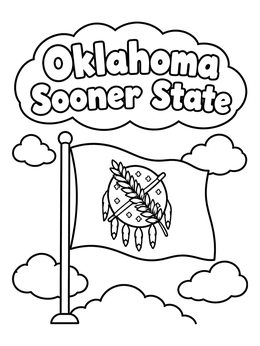 Free printable Oklahoma State Flag And Clouds coloring page